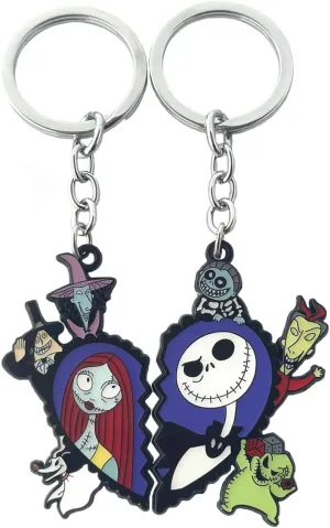 2 PCS Halloween Christmas Horror Keychain, Zinc Alloy TV Movies Key Chain for Women and Men