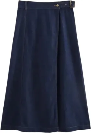 2024 Blue Denim Skirt Women High Waist Long Skirt Summer Jeans Midi Skirts for Women Streetwear Woman Skirts