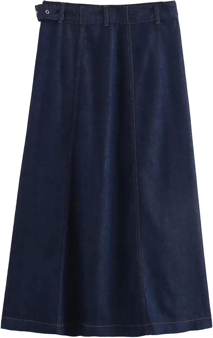 2024 Blue Denim Skirt Women High Waist Long Skirt Summer Jeans Midi Skirts for Women Streetwear Woman Skirts