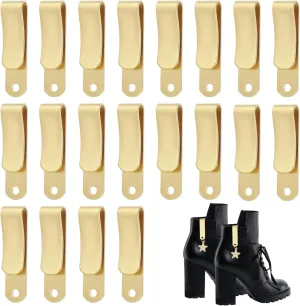 20Pcs High Top Sneaker Clips Brass Shoe Charm Clips Hardware Copper Cotter Shoelace Hooks Boots Shoe Accessories for Sneaker Charm Bag Keychain Ties Files