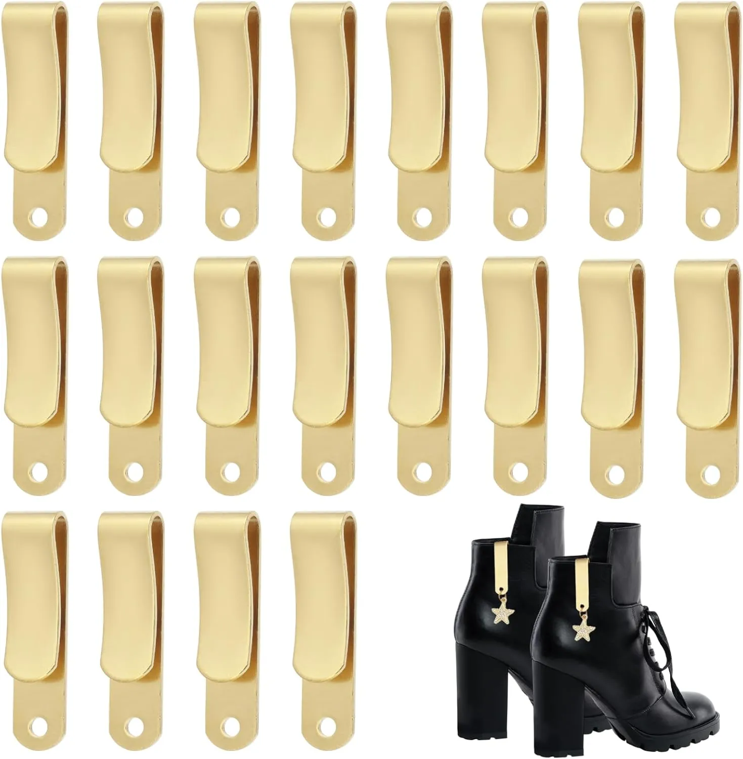 20Pcs High Top Sneaker Clips Brass Shoe Charm Clips Hardware Copper Cotter Shoelace Hooks Boots Shoe Accessories for Sneaker Charm Bag Keychain Ties Files