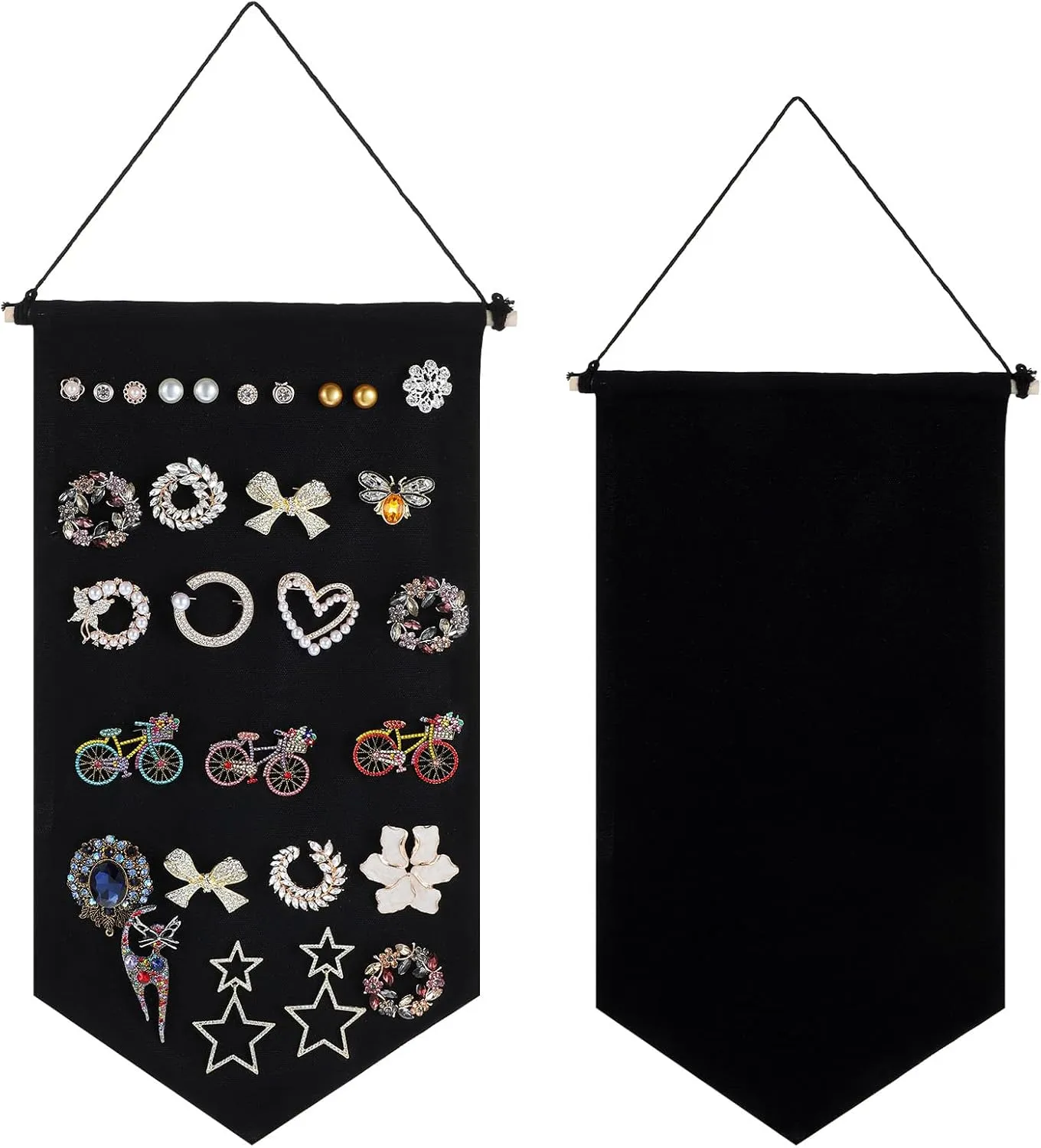 2Pcs Wall Hanging Brooch Jewelry Storage Case, Enamel Pin Wall Display Banner, Canvas Display Stand Enamel Pin Displays Bannerr Holder blank Banner, Holder Earrings Necklace Pinn Collection Organizer