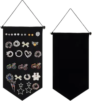 2Pcs Wall Hanging Brooch Jewelry Storage Case, Enamel Pin Wall Display Banner, Canvas Display Stand Enamel Pin Displays Bannerr Holder blank Banner, Holder Earrings Necklace Pinn Collection Organizer