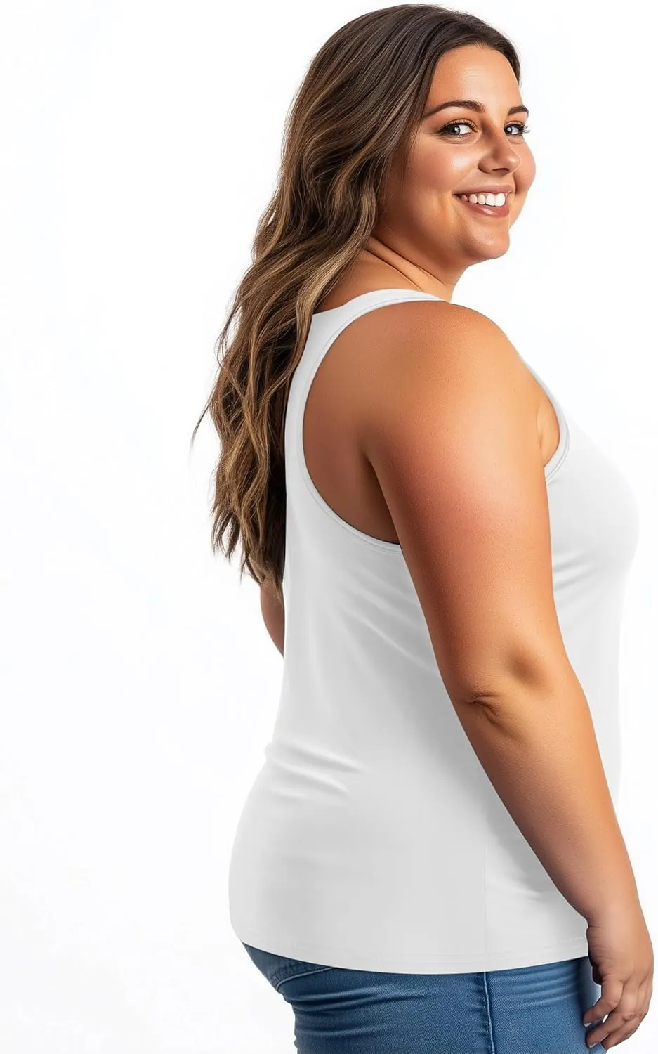 3 Pack Women's Plus Size V Neck Tank Tops Sleeveless Loose Fit Summer Tees Casual Trendy Basic T-Shirts Flat Hem