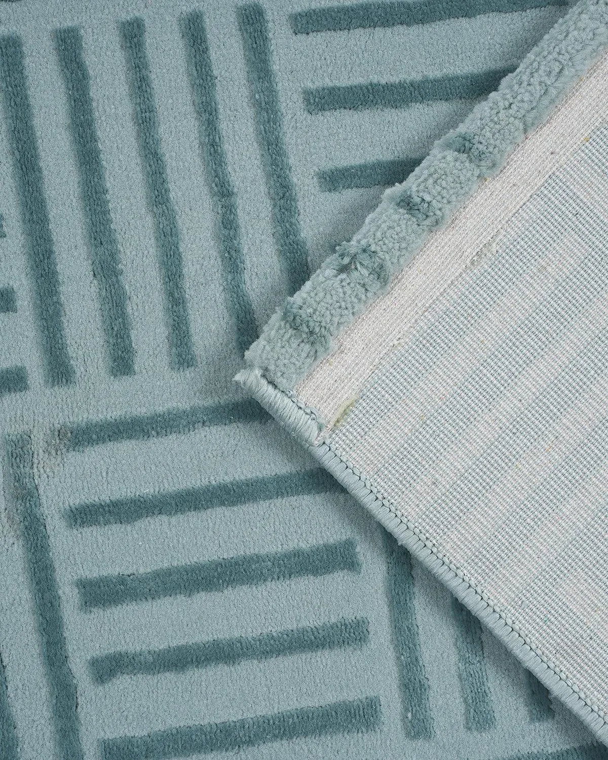 40X60 CM Aura Doormat | Striped Grid Light Blue