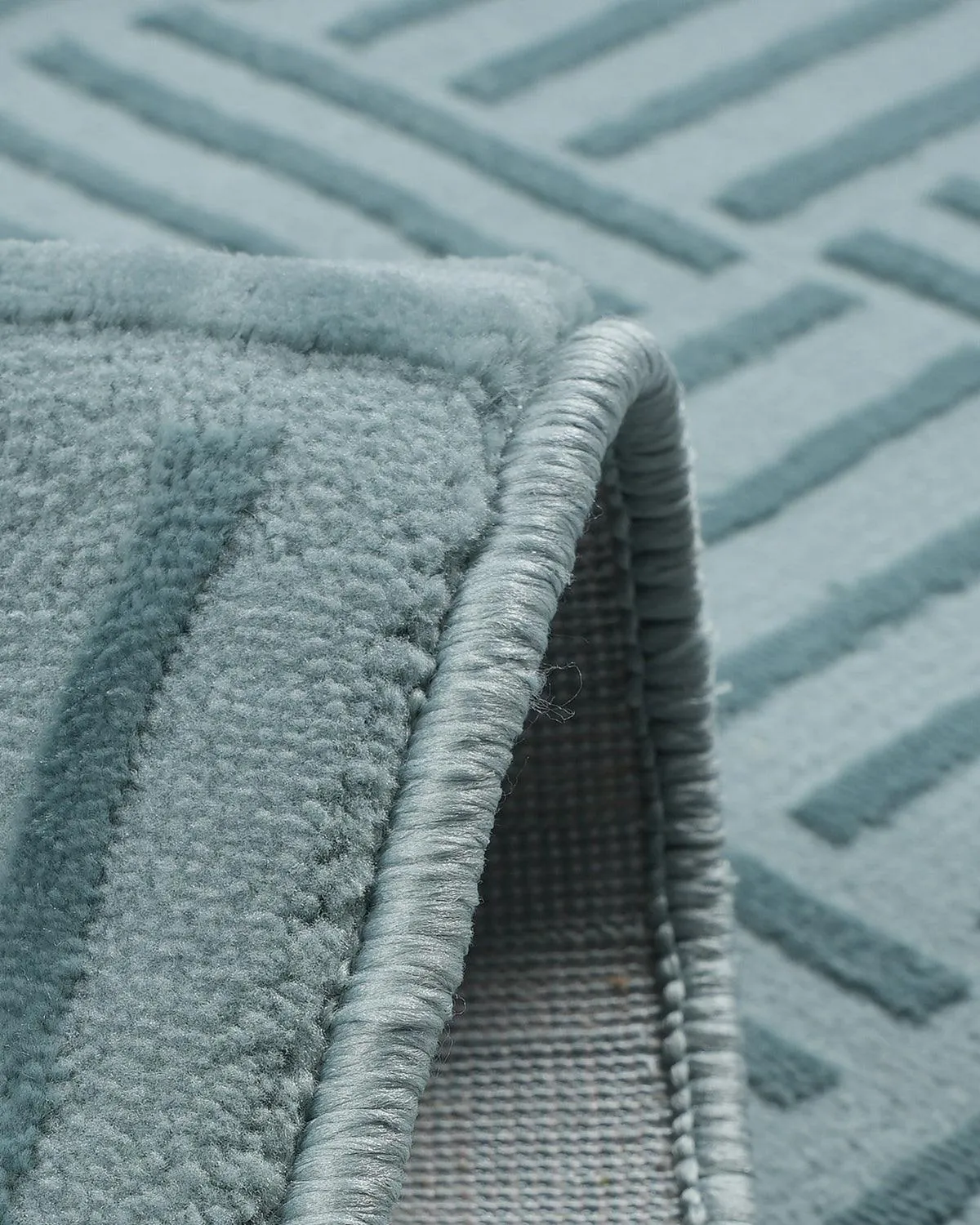 40X60 CM Aura Doormat | Striped Grid Light Blue