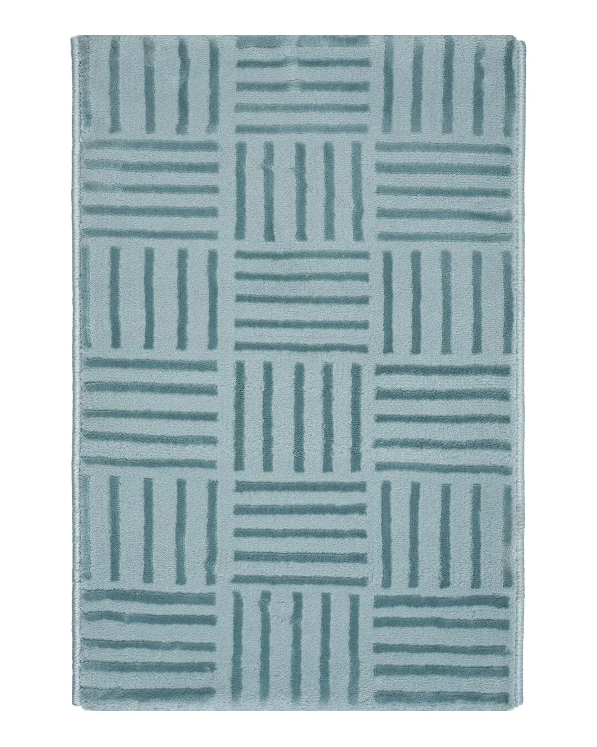40X60 CM Aura Doormat | Striped Grid Light Blue
