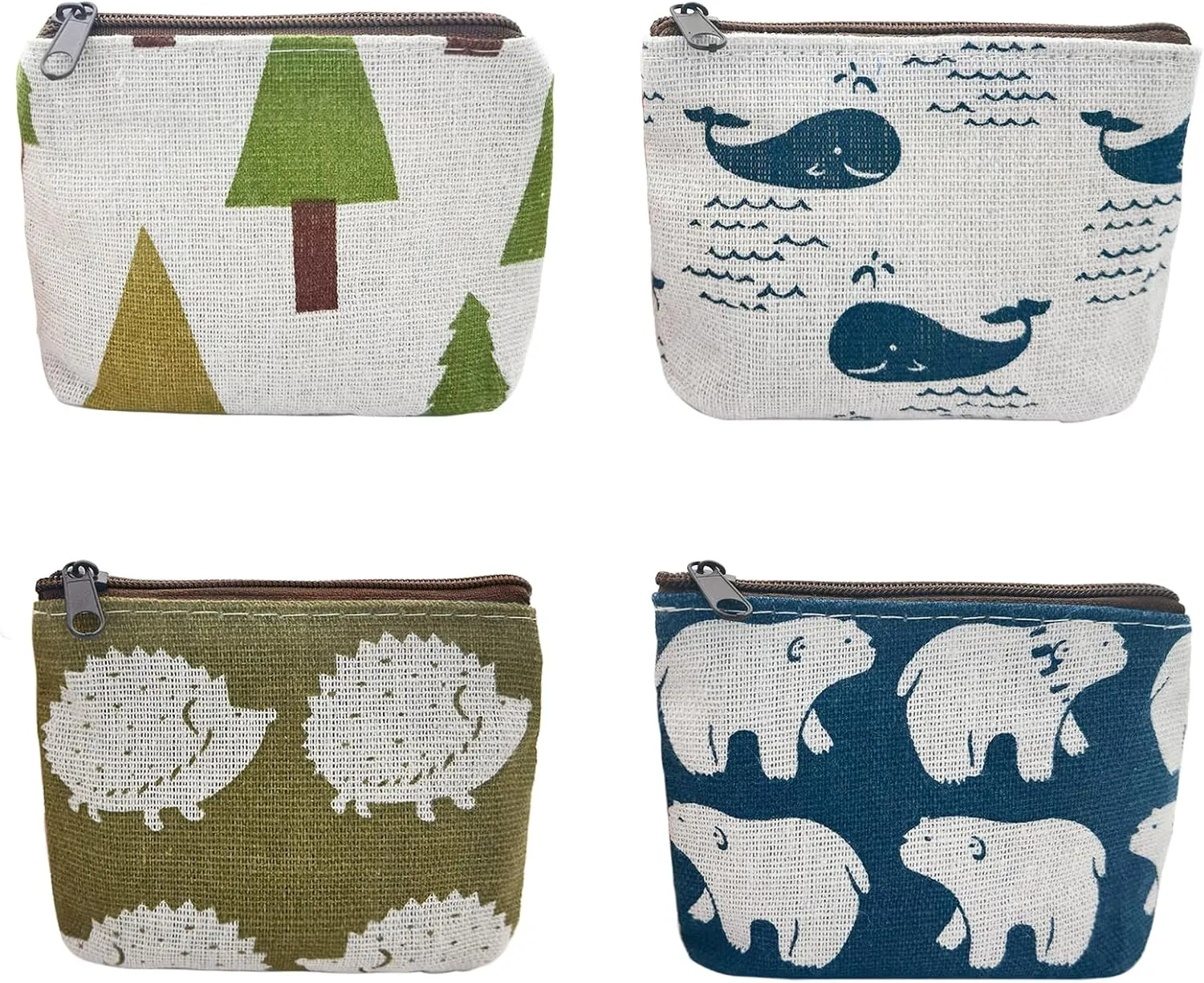 4PCS Coin Wallet, Canvas Small Coin Pouch Small Coin Purse for Women and Girls, Cute Change Purse for Coin, Keys, Earrings, Mini Lipsticks (4)