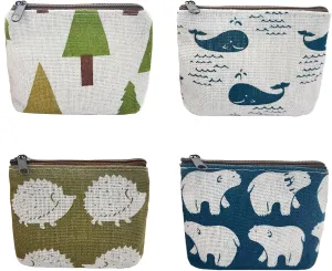 4PCS Coin Wallet, Canvas Small Coin Pouch Small Coin Purse for Women and Girls, Cute Change Purse for Coin, Keys, Earrings, Mini Lipsticks (4)