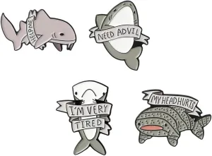 4Pcs Cute Ocean Animal Pins Brooch Creative Whale Shark Pins Enamel Lapel Pin Set Lettering Brooch for Schoolbag Cap Top Clothes Lapel Badge