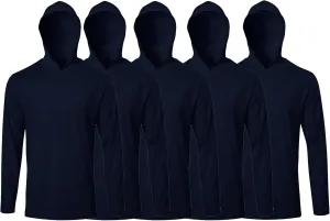 5 Pack Mens T Shirts Long Sleeve with Hoodies Athletic Sun Protection Tees