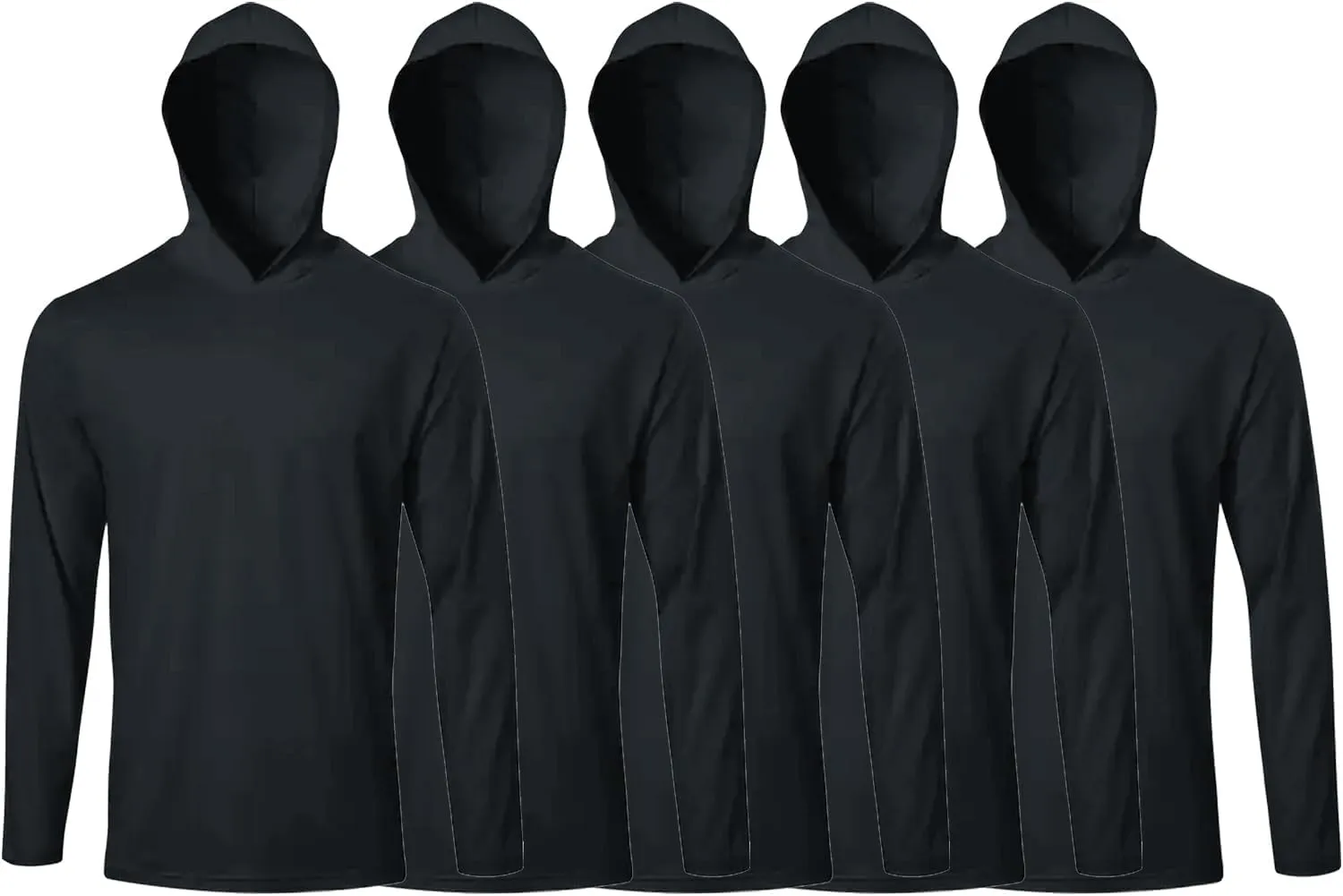 5 Pack Mens T Shirts Long Sleeve with Hoodies Athletic Sun Protection Tees