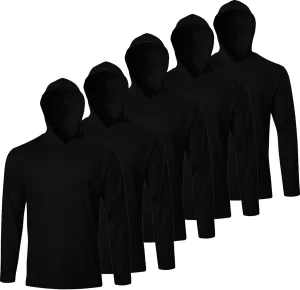 5 Pack Mens T Shirts Long Sleeve with Hoodies Athletic Sun Protection Tees