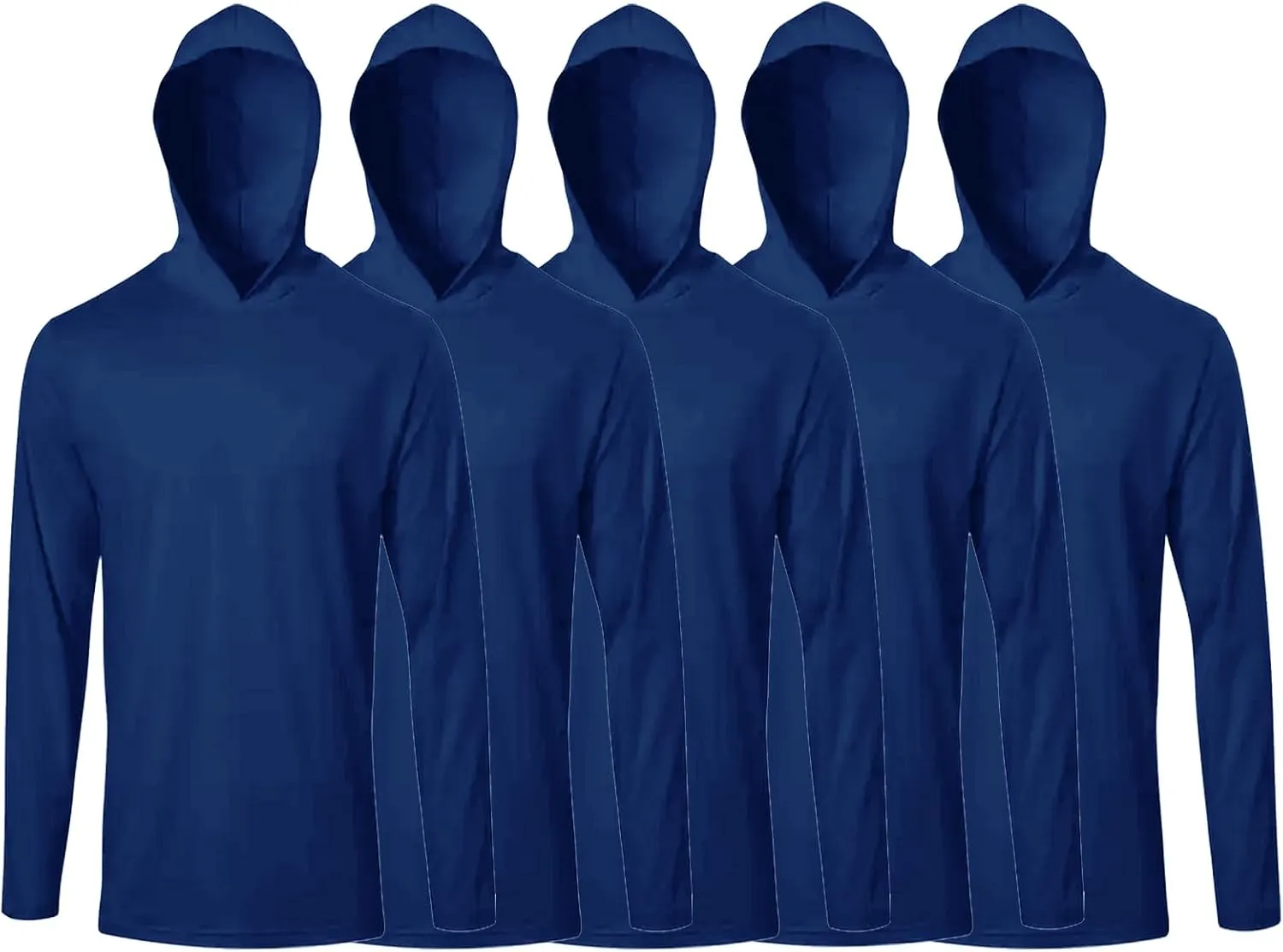 5 Pack Mens T Shirts Long Sleeve with Hoodies Athletic Sun Protection Tees