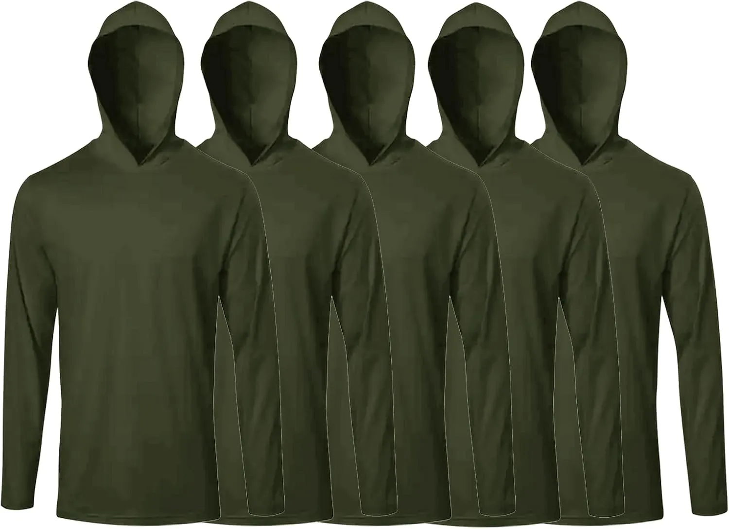 5 Pack Mens T Shirts Long Sleeve with Hoodies Athletic Sun Protection Tees