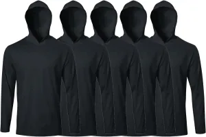5 Pack Mens T Shirts Long Sleeve with Hoodies Athletic Sun Protection Tees
