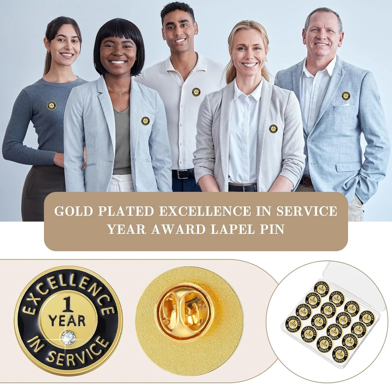 50 Pcs Year of Service Pin Employee Excellence Award Lapel Pin Performance Recognition Reward Anniversary