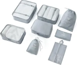 8 Pieces Mesh Packing Cubes for Travel, Luggage Packing Organizers Bags Set, Travel Essentials Suitcases Accessories with Laundry Bag, Storage Shoe Bag, Clothing Underwear Bag (Gray)