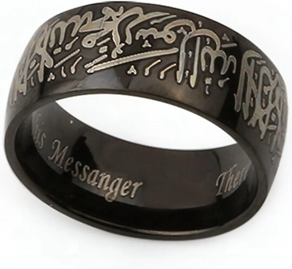 8mm Black Stainless Steel Islamic Muslim Shahada Ring