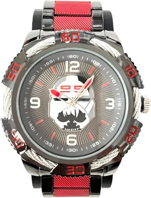 Accutime Men's Disney Lucas Film Star Wars: The Bad Batch Gun Metal Analog Quartz Wrist Watch with Red Accents for Male, Adults (Model: BAD8017AZ)