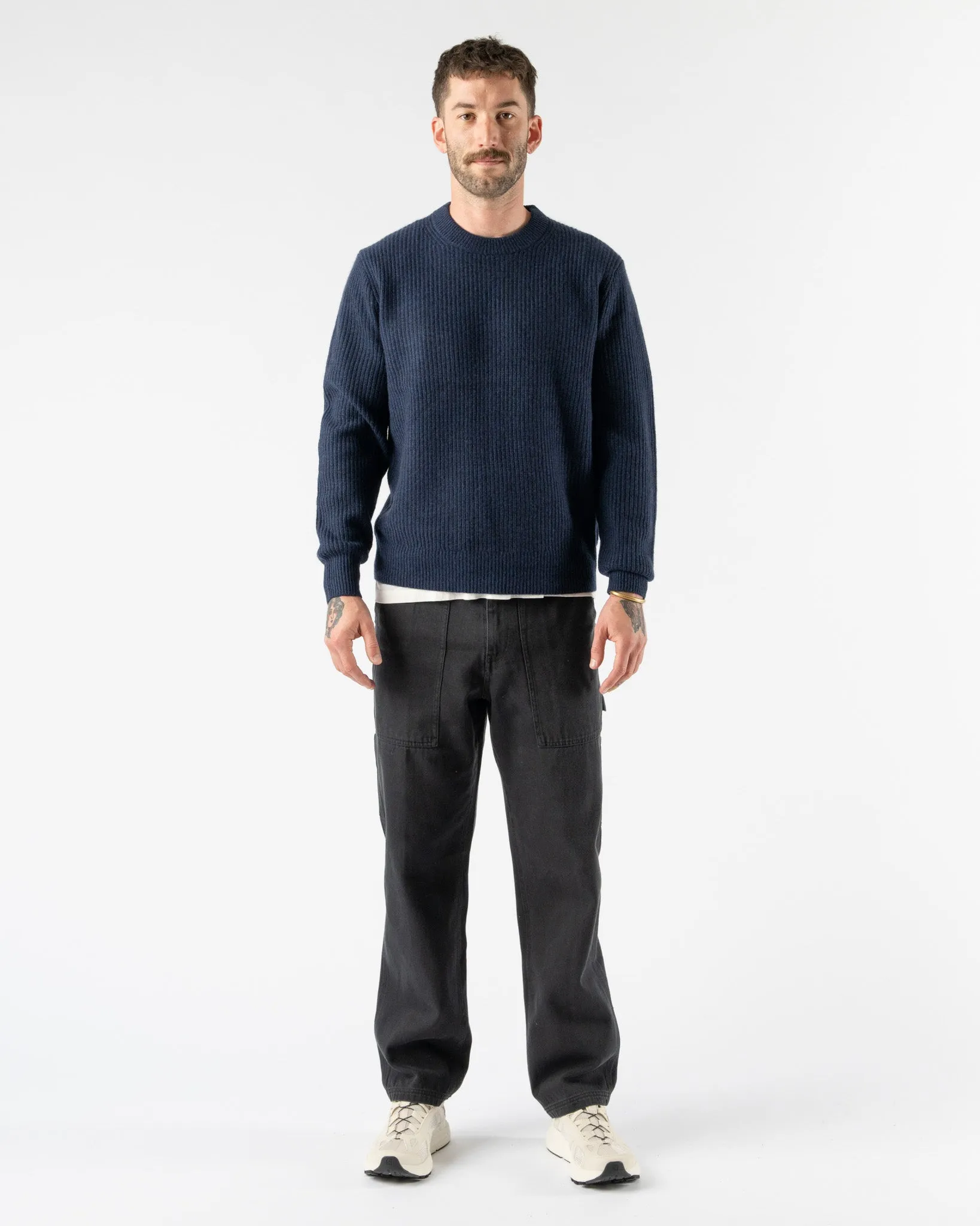 Alex Mill Marled Cashmere Jordan Sweater in Heather Navy