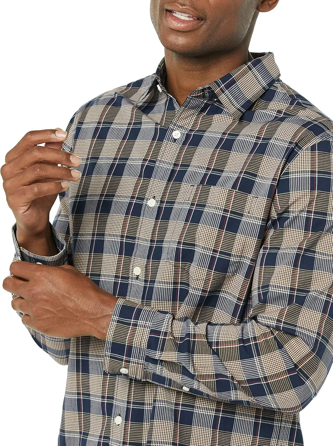 Amazon Essentials Men's Long-Sleeve Regular-fit Stretch Poplin Shirt