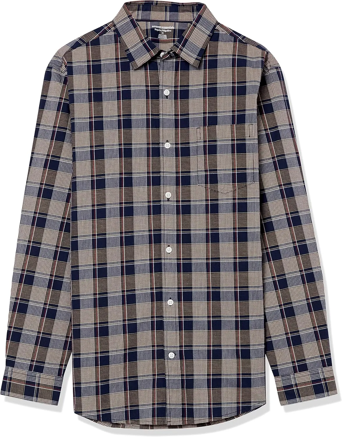 Amazon Essentials Men's Long-Sleeve Regular-fit Stretch Poplin Shirt