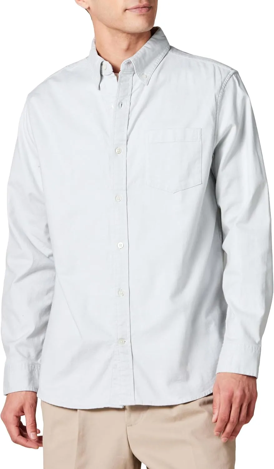 Amazon Essentials Men's Long Sleeve Shirt - Regular-Fit, Pocket Stretch Oxford (Available in Big & Tall)