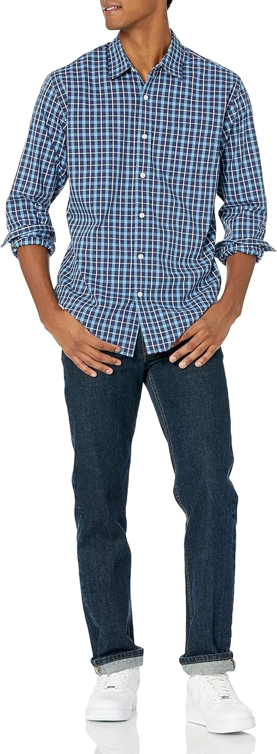 Amazon Essentials Men's Regular-Fit Long-Sleeve Casual Poplin Shirt