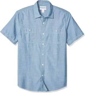 Amazon Essentials Men's Regular-Fit Short-Sleeve Poplin Shirt