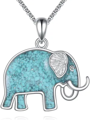 Animal Necklace 925 Sterling Silver Turquoise Horse/Hummingbird/Butterfly/Dragonfly/Phoenix/Turtle/Owl Pendant Jewelry Gifts for Women Men