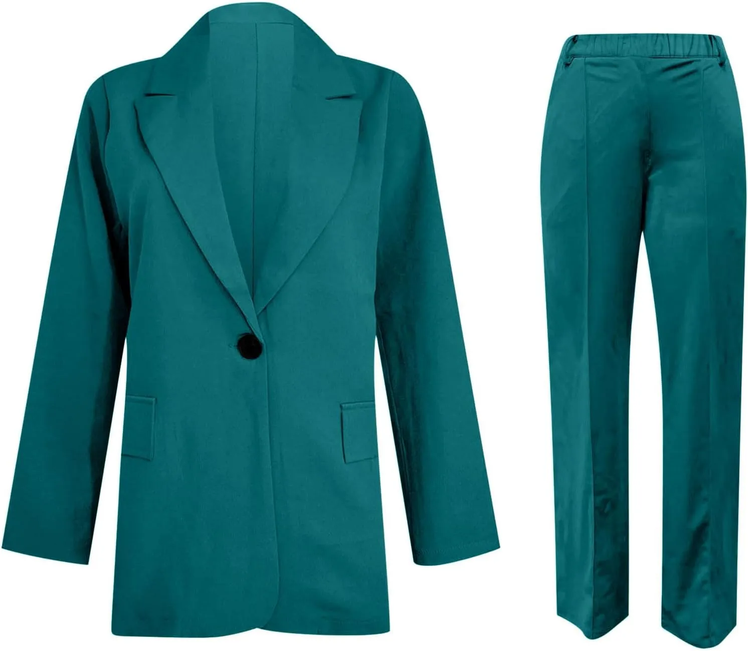 Aniywn Blazer Sets Women 2 Piece Outfits Dressy Business Work Jacket Outfits Casual Pant Suits Plus Size Wide Pants Suit Set