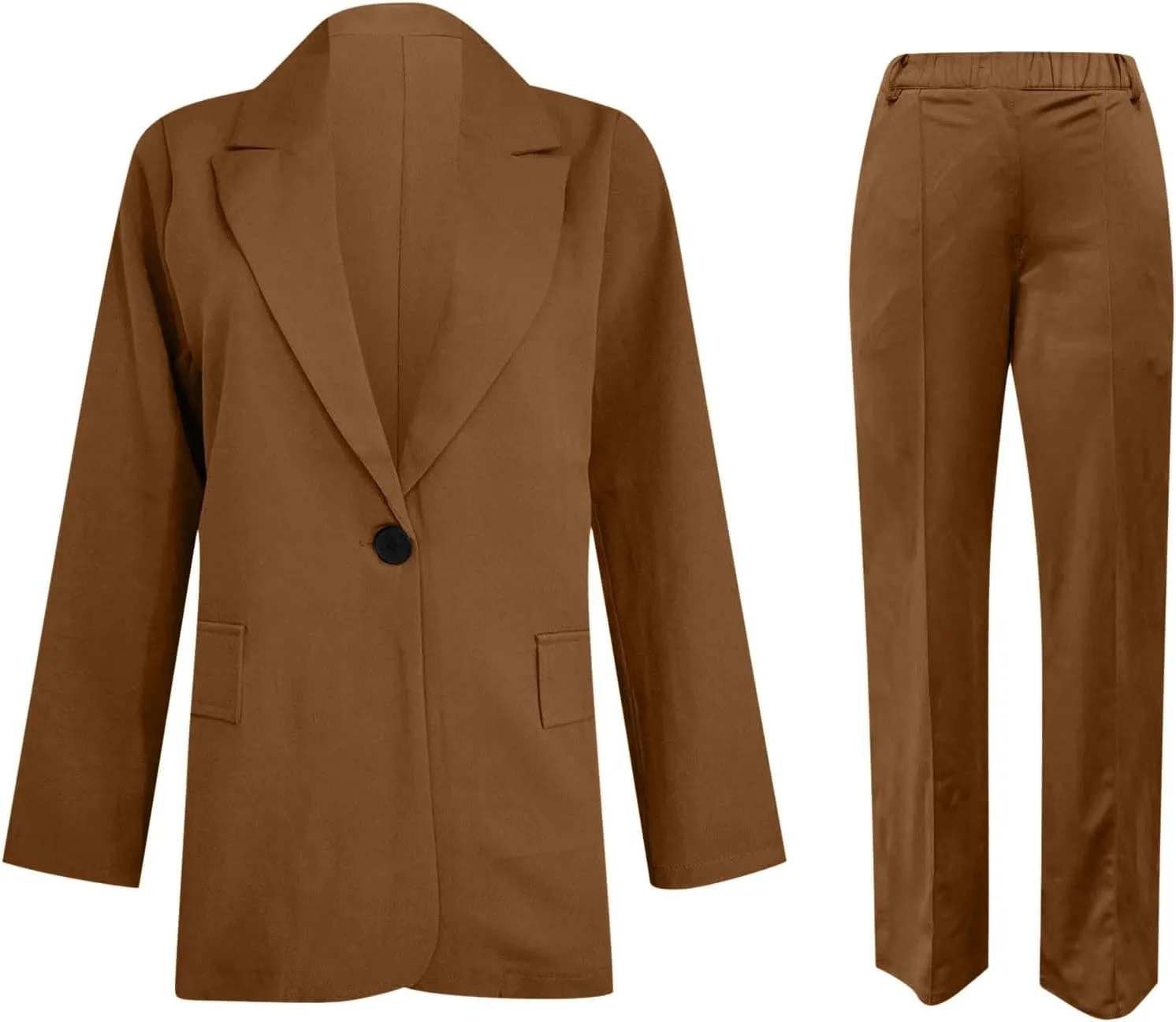 Aniywn Blazer Sets Women 2 Piece Outfits Dressy Business Work Jacket Outfits Casual Pant Suits Plus Size Wide Pants Suit Set