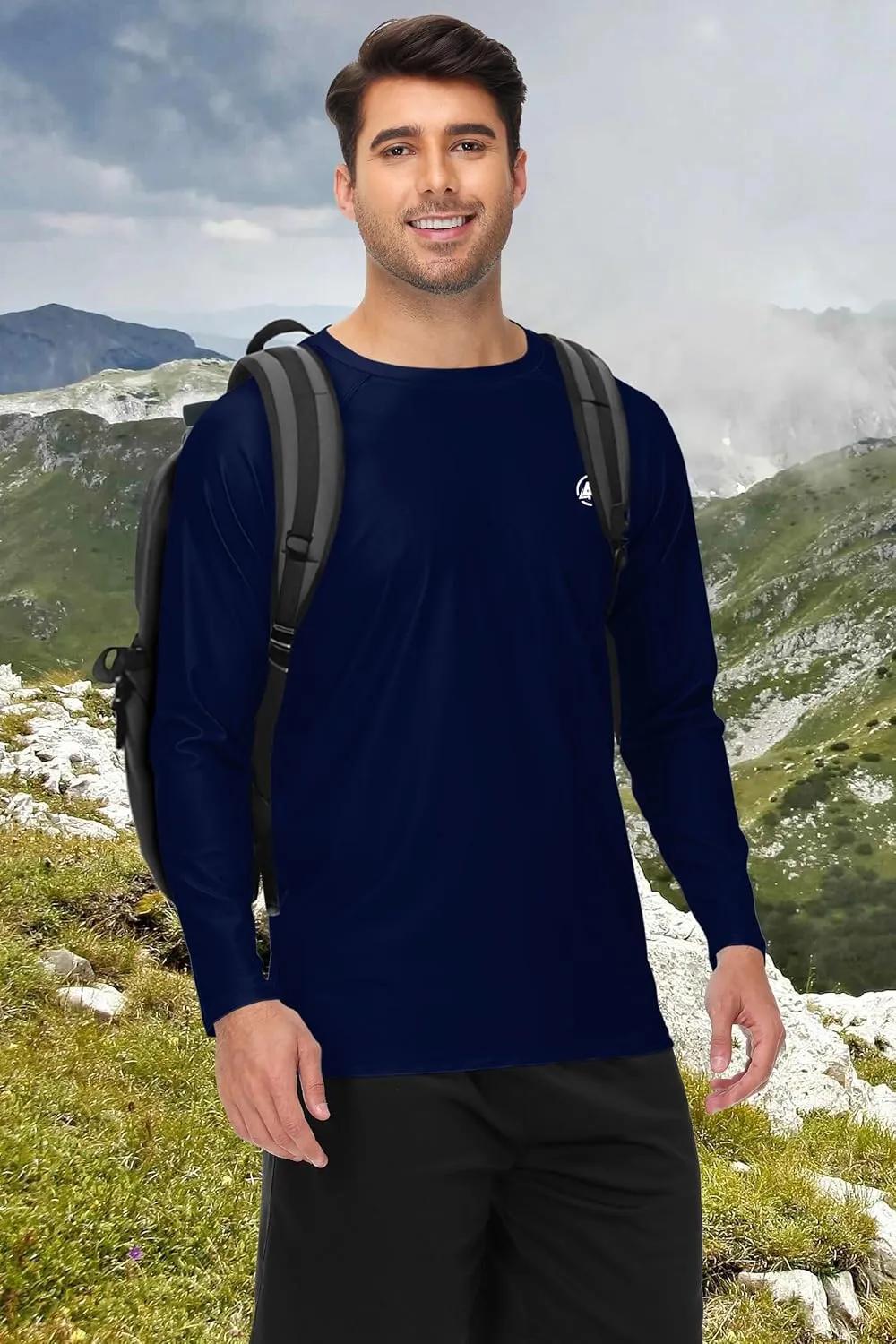 AOBUTE Mens Long Sleeve Swim Shirt Quick Dry Sun Protection Rash Guard