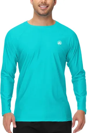 AOBUTE Mens Long Sleeve Swim Shirt Quick Dry Sun Protection Rash Guard