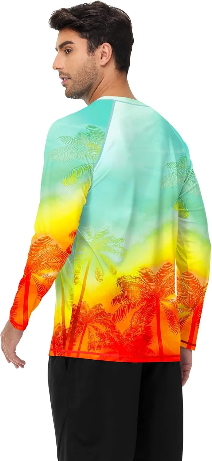 AOBUTE Mens Long Sleeve Swim Shirt Quick Dry Sun Protection Rash Guard