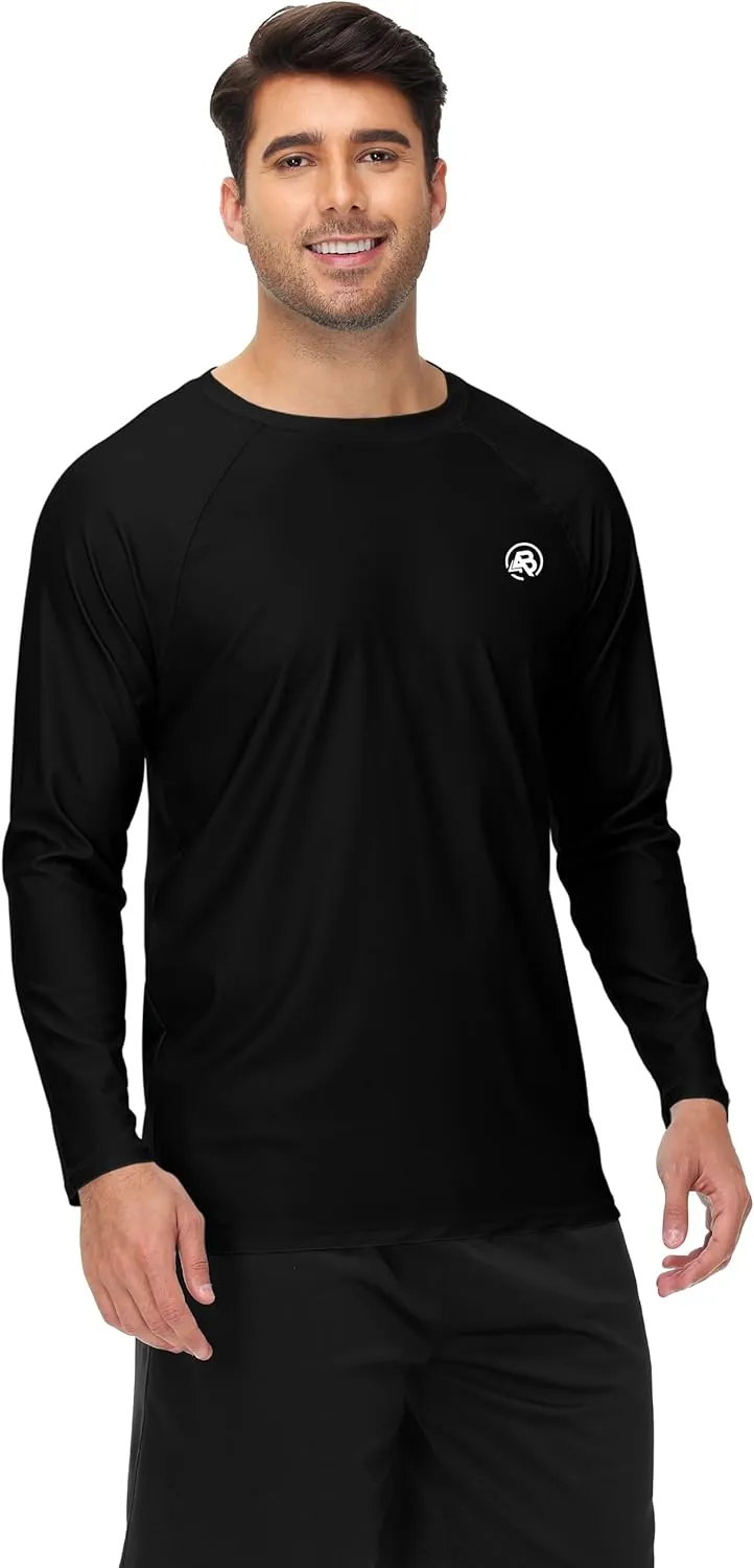 AOBUTE Mens Long Sleeve Swim Shirt Quick Dry Sun Protection Rash Guard