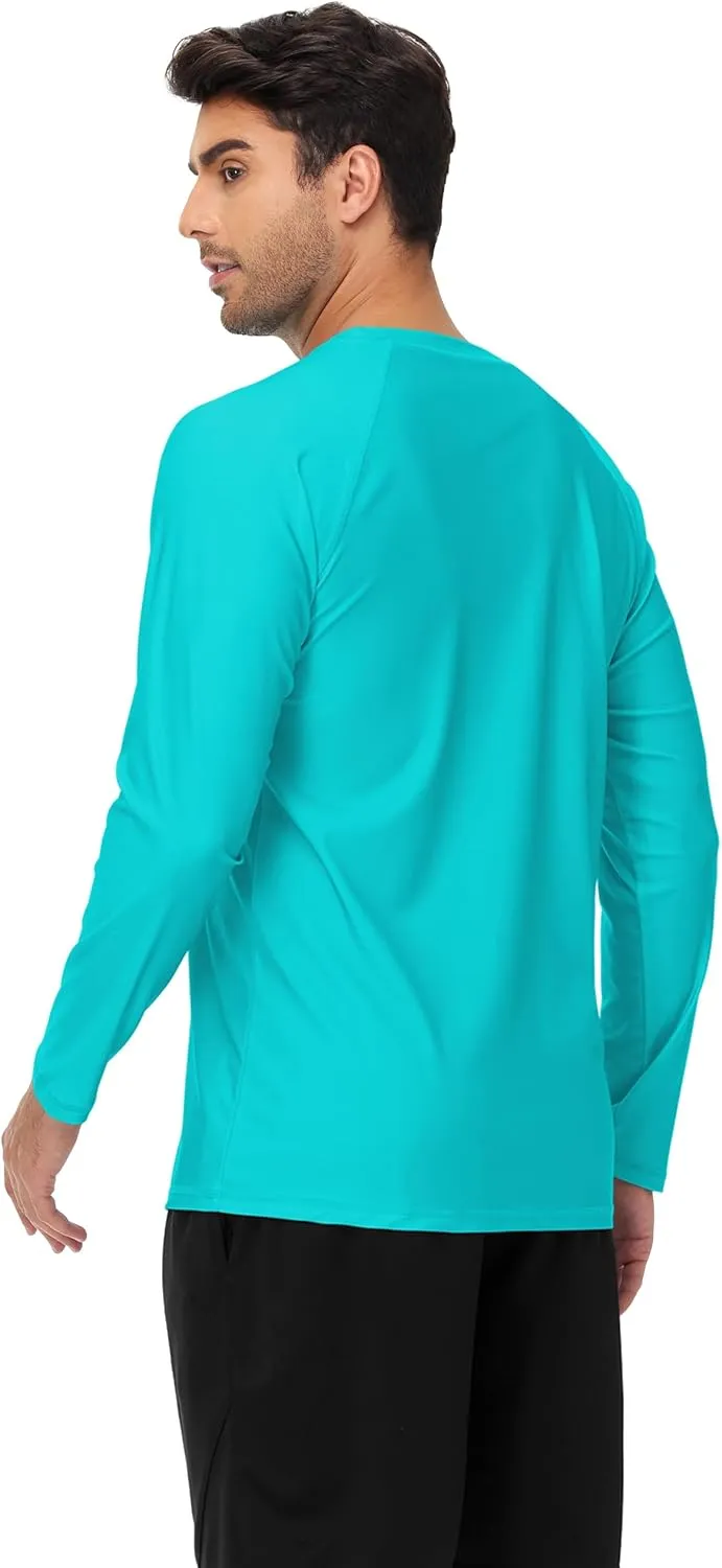 AOBUTE Mens Long Sleeve Swim Shirt Quick Dry Sun Protection Rash Guard