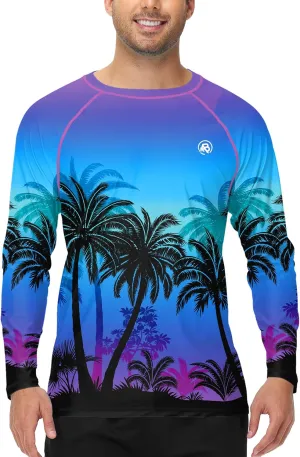 AOBUTE Mens Long Sleeve Swim Shirt Quick Dry Sun Protection Rash Guard