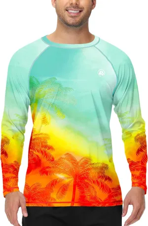 AOBUTE Mens Long Sleeve Swim Shirt Quick Dry Sun Protection Rash Guard
