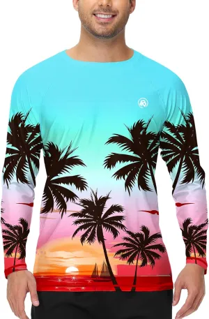 AOBUTE Mens Long Sleeve Swim Shirt Quick Dry Sun Protection Rash Guard