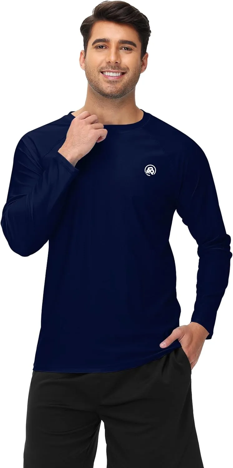 AOBUTE Mens Long Sleeve Swim Shirt Quick Dry Sun Protection Rash Guard