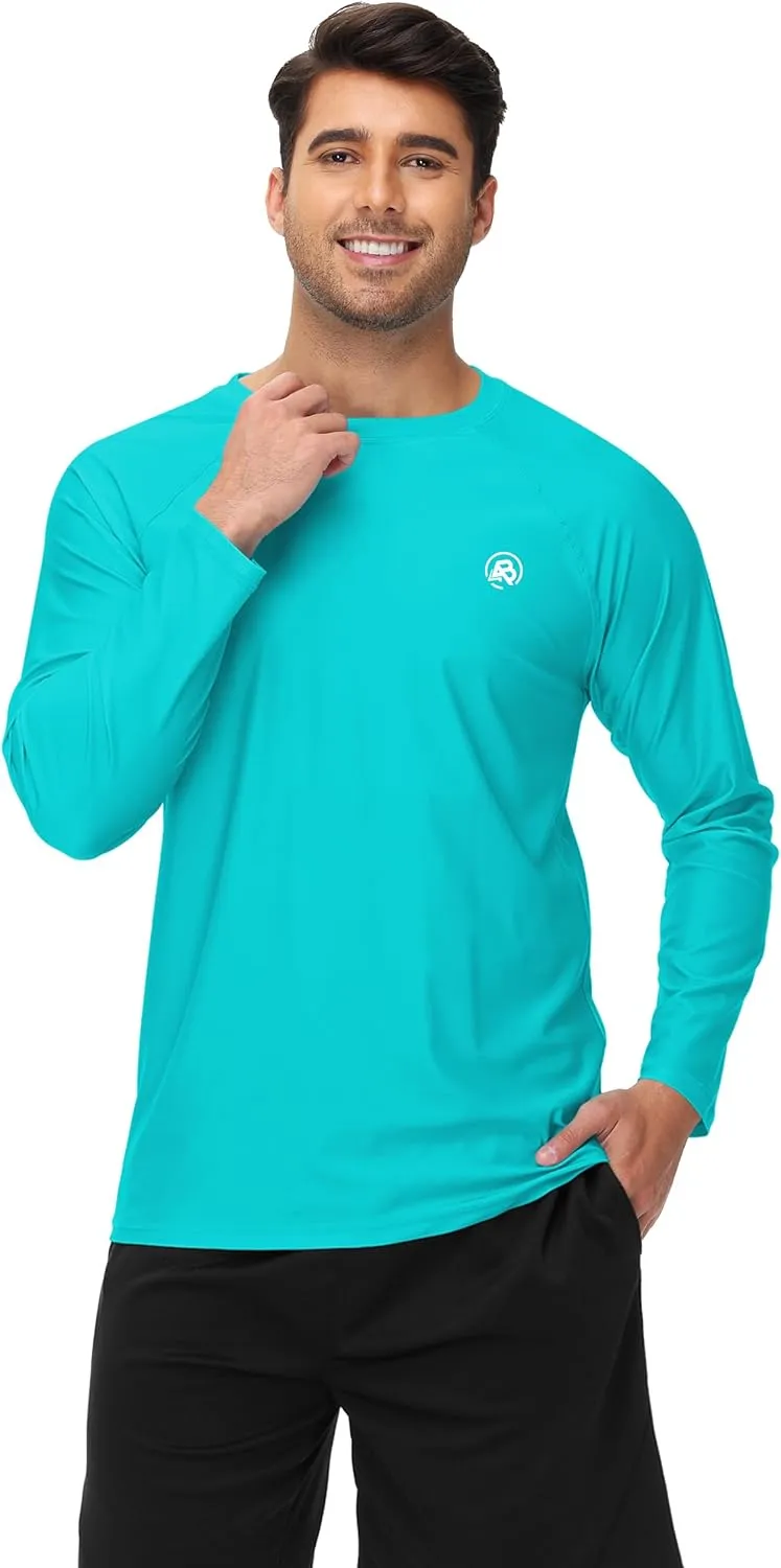 AOBUTE Mens Long Sleeve Swim Shirt Quick Dry Sun Protection Rash Guard
