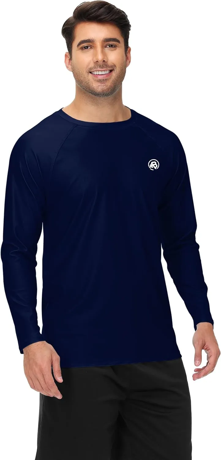 AOBUTE Mens Long Sleeve Swim Shirt Quick Dry Sun Protection Rash Guard