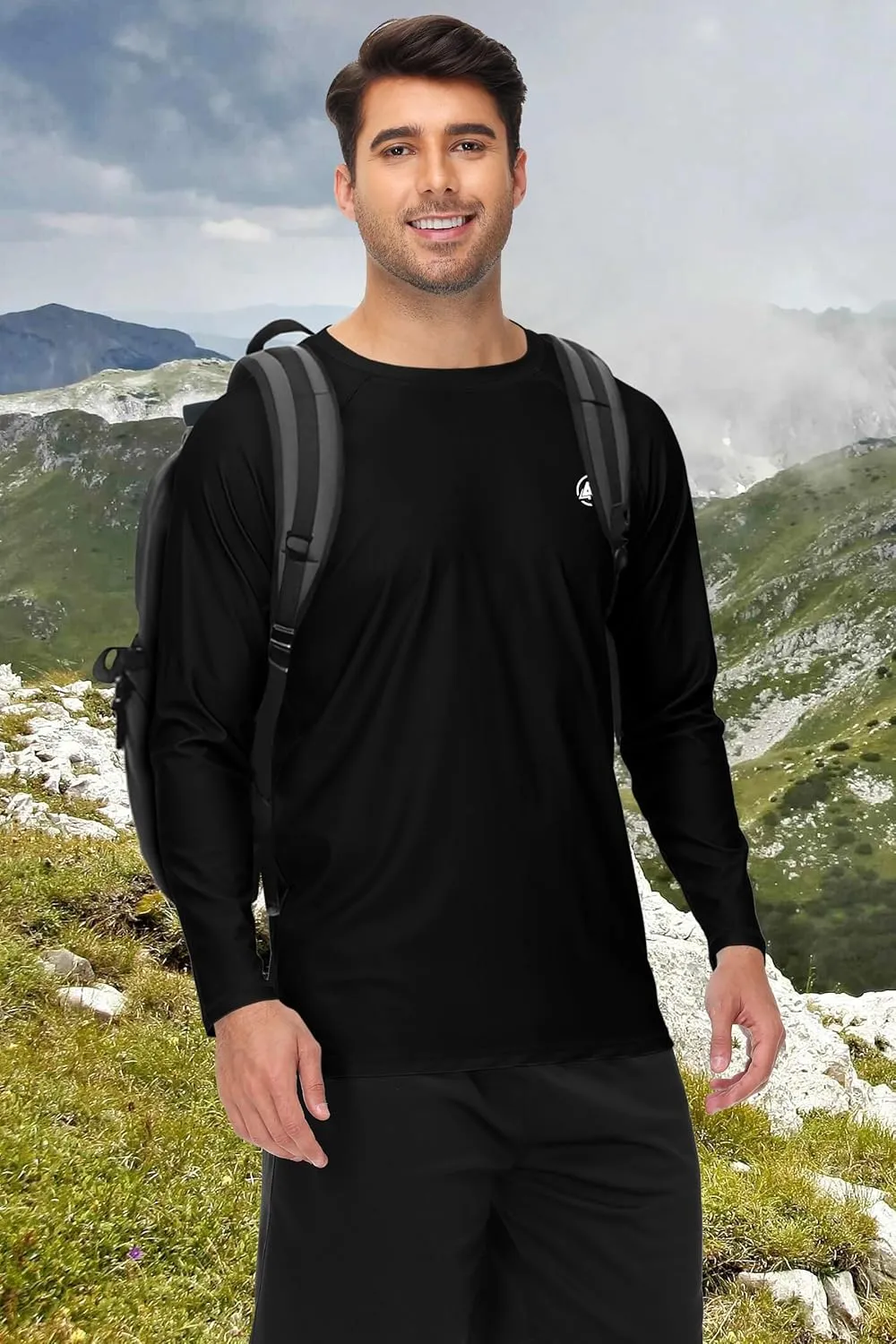 AOBUTE Mens Long Sleeve Swim Shirt Quick Dry Sun Protection Rash Guard