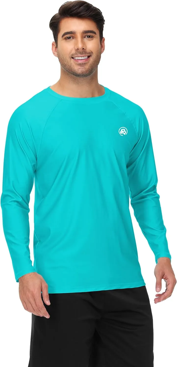 AOBUTE Mens Long Sleeve Swim Shirt Quick Dry Sun Protection Rash Guard