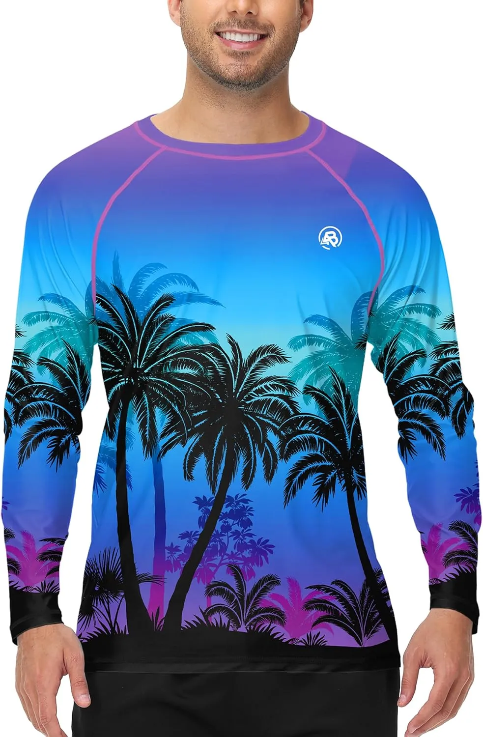 AOBUTE Mens Long Sleeve Swim Shirt Quick Dry Sun Protection Rash Guard