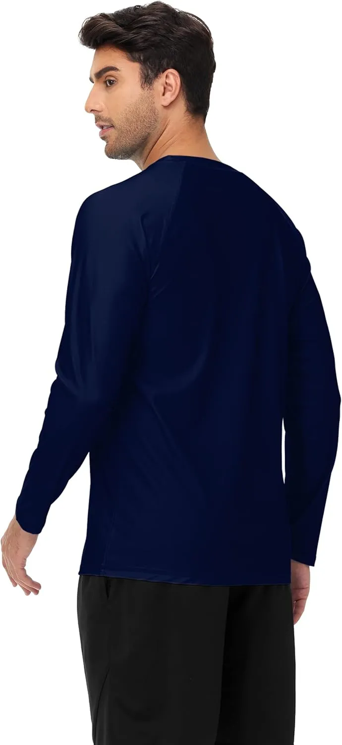 AOBUTE Mens Long Sleeve Swim Shirt Quick Dry Sun Protection Rash Guard