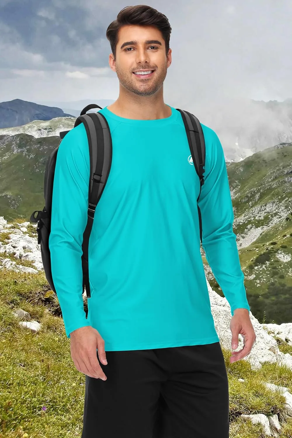AOBUTE Mens Long Sleeve Swim Shirt Quick Dry Sun Protection Rash Guard