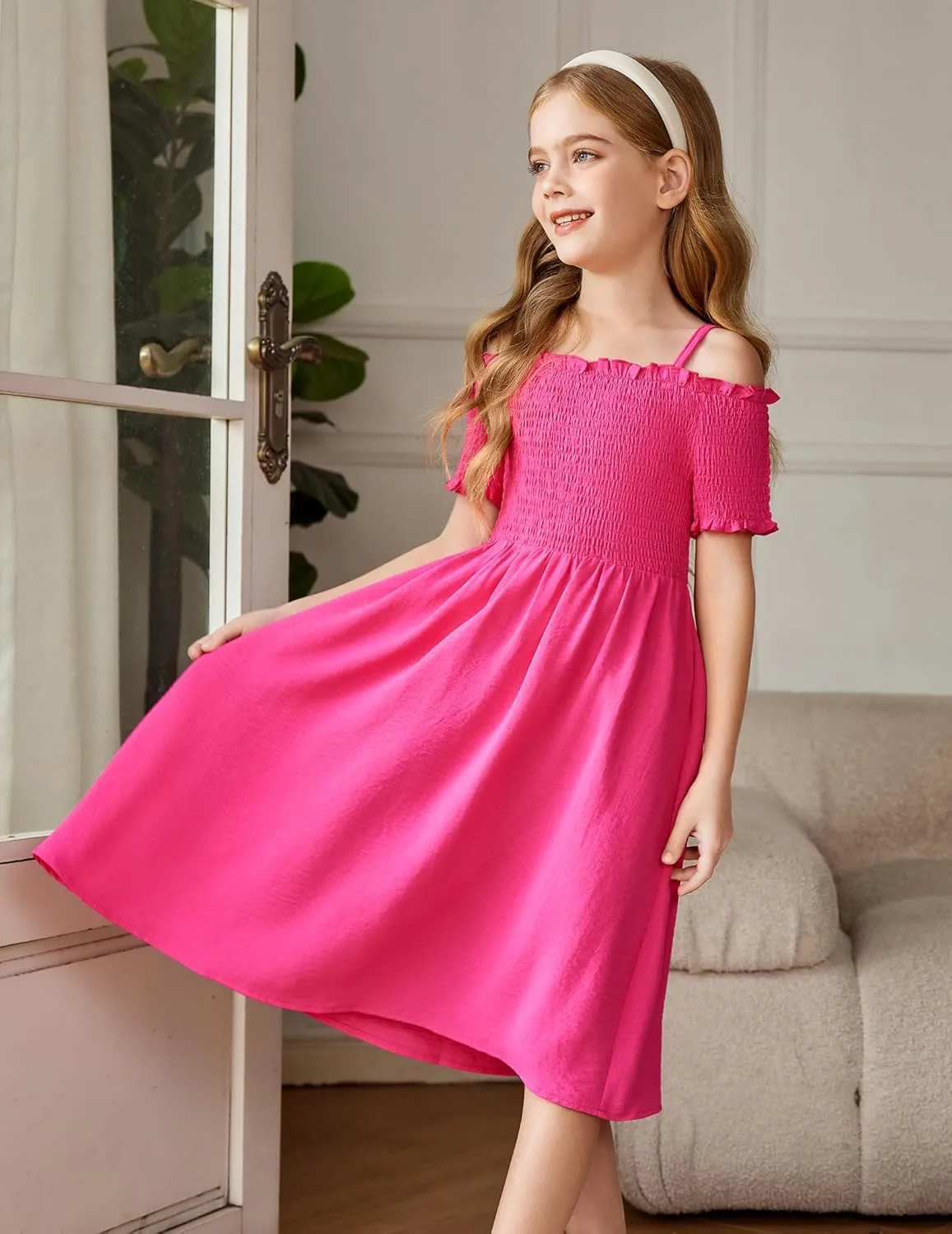 Arshiner Girls Casual Summer Floral Sleeveless Sundress Holiday Cami Dress